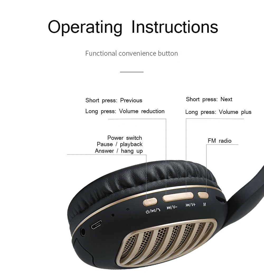 Беспроводные Bluetooth наушники модные складные над ухом гарнитуры BT 4,1 Поддержка FM радио и SD карты с микрофоном