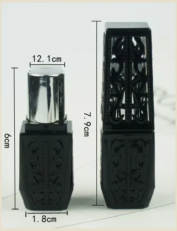 12/30/50 шт. 12,1 мм Пустой выдалбливают Пластиковые футляры для помады черный ретро полые Стиль бальзам для губ контейнер элегантный блеск для