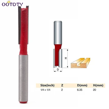 

1/4" Shank 1/4" Blade Woodworking Double Flutes Straight Router Bit Cutter-25