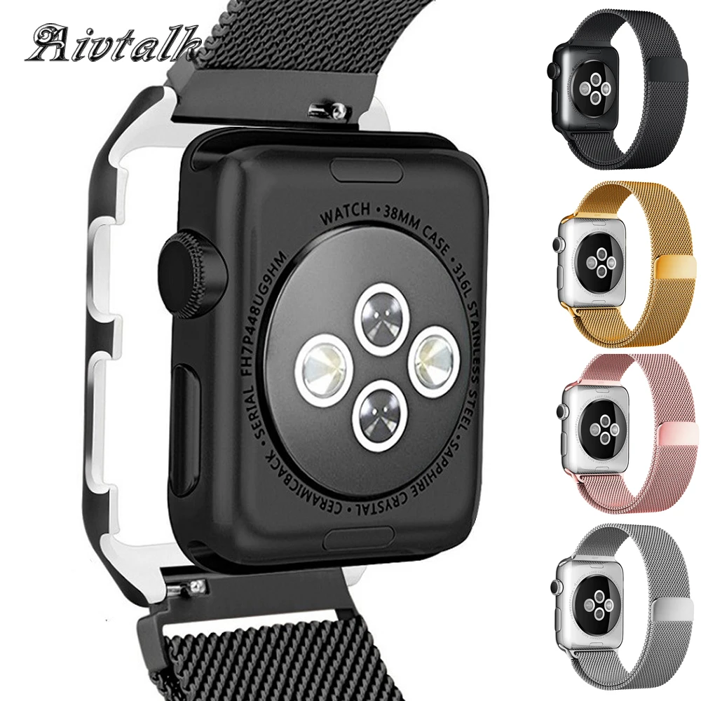 Aivtalk совместим с Apple Watch Band 38 мм 42 Миланская Петля из нержавеющей стали сетчатые