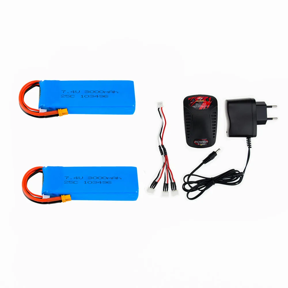 

2 3 pcs 7.4V 25C 3000mAh Battery with 3s balance charger Super upgrade Rechargeable MJX Bugs 3 Quadcopter Spare Parts Lipo