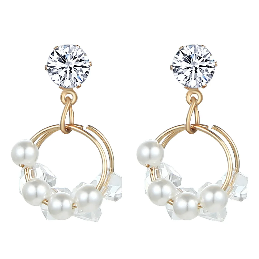 

Luxury Exaggerated Big Circle Imitation Pearl Earrings Fairy Temperament Personality Wild Wedding Accessories Gift Ear Jewelry