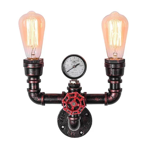 Tubulação de Água Industrial do Vintage Luzes do Corredor para Loft Parede Ferro Ferrugem Retro Cafe Sala Estar Quarto Cabeceira Luz
