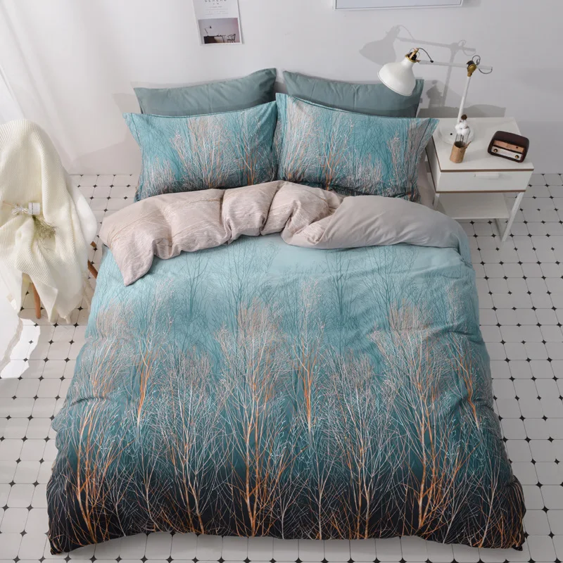

Autumn And Winter Digital print Bedding Set Quilt Cover Design Bed Set Bohemian a Mini Van Bedclothes 4pcs BE1243