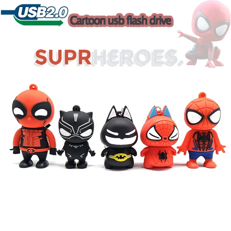 

USB stick pen drive cartoon Spiderman/Batman/Death usb flash drive 4GB 8GB 16GB 32GB 64GB memory stick creative gift pendrive