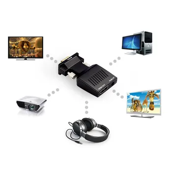 

VGA to HDMI 1080P HD AV Converter HDTV Audio Video Cable Adapter for PC DVD STB ABS HD VGA TO HDMI Converter 16/32 Bits