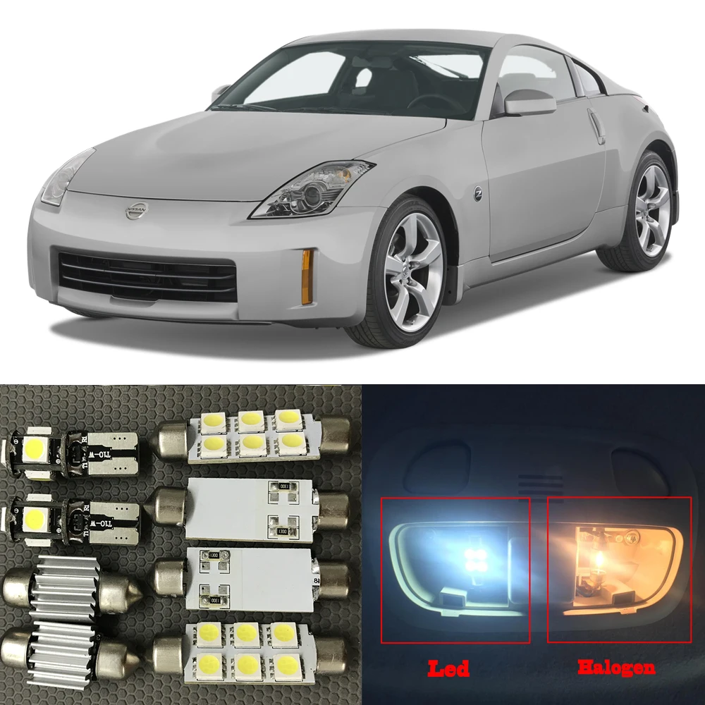 

7pcs White Canbus LED Light Bulbs Interior Package Kit For 2003-2009 Nissan 350Z 12V Interior Map Trunk License Plate Lamp