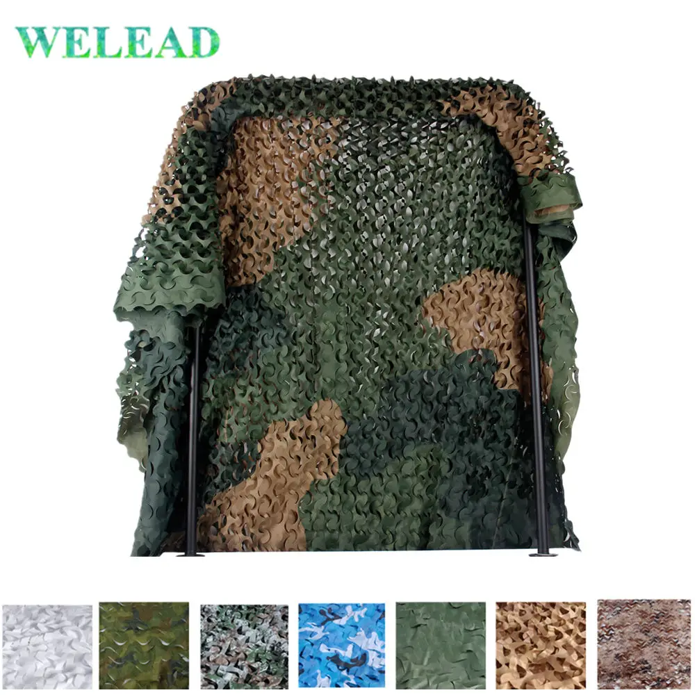 

WELEAD 2x6M Reinforced Camo Netting Military White Blue Jungle Sand 2x6 6x2 2*6M 2*6 6*2 for Outdoor Awning Garden Shade Mesh