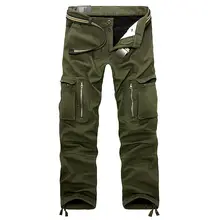 Уличные зимние мужские военные утепленные флисовые брюки с несколькими карманами, большие размеры, мужские брюки-карго, Свободные теплые штаны