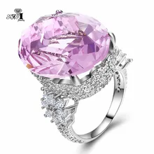Ювелирные изделия yayi Мода Принцесса огранка 18*22 мм огромный 16 карат розовый циркон серебряный цвет обручальные кольца Свадебные Кольца вечерние кольца