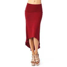 2017 Women Fashion Straight Solid Color Cotton Blends Knee Length Tail Skirt Night Party Dance Club