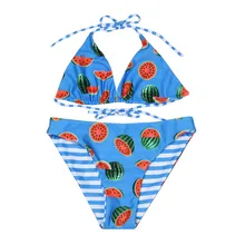 Детский купальный костюм из 2 предметов для маленьких девочек; купальный костюм с арбузом для девочек; комплект бикини; комплект одежды; Купальник; Прямая поставка