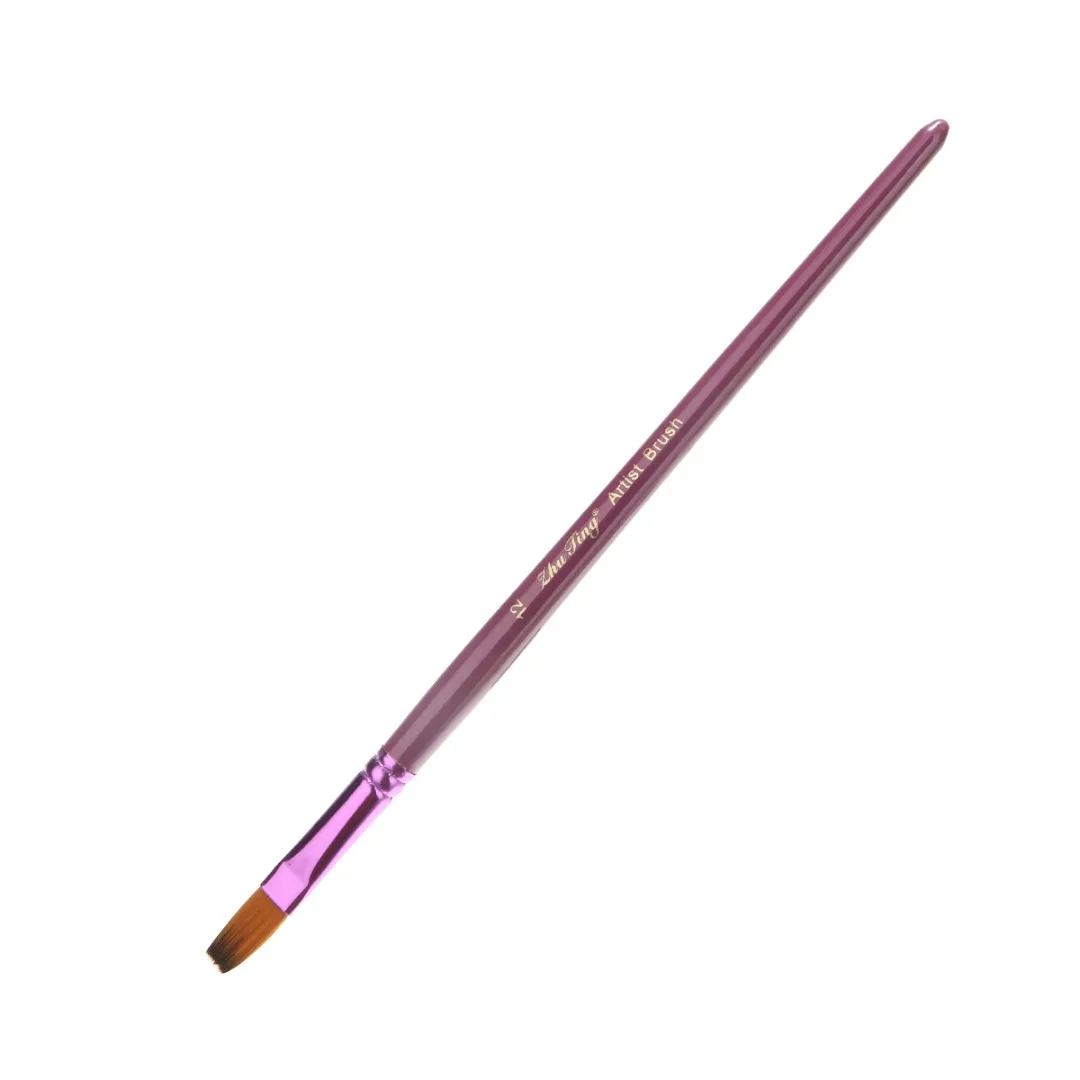 12 шт. фиолетовый набор кистей для рисования для художника остроконечный плоский/Тип кончика художественная кисть для рисования акварельные нейлоновые волосы масляные ручки для рисования