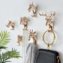 แฟชั่นสัตว์รูปตะขอ Deer Stags แรดม้ายีราฟช้างหัวแขวนผนังสำหรับหมวก Hook Rack ผู้ถือ decor(China)