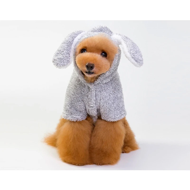 Warm Winter Pet Dogs Clothes Hoodie Fleece Cozy Small Dog Pajamas Cosplay Cute Rabbit For Puppy Pet Cachorro Roupa S-XXL