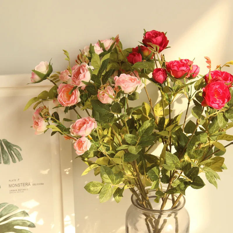 

Artificial flower tea rose home decoration rose wedding holding flower road lead flower wall plant wall fake flowers