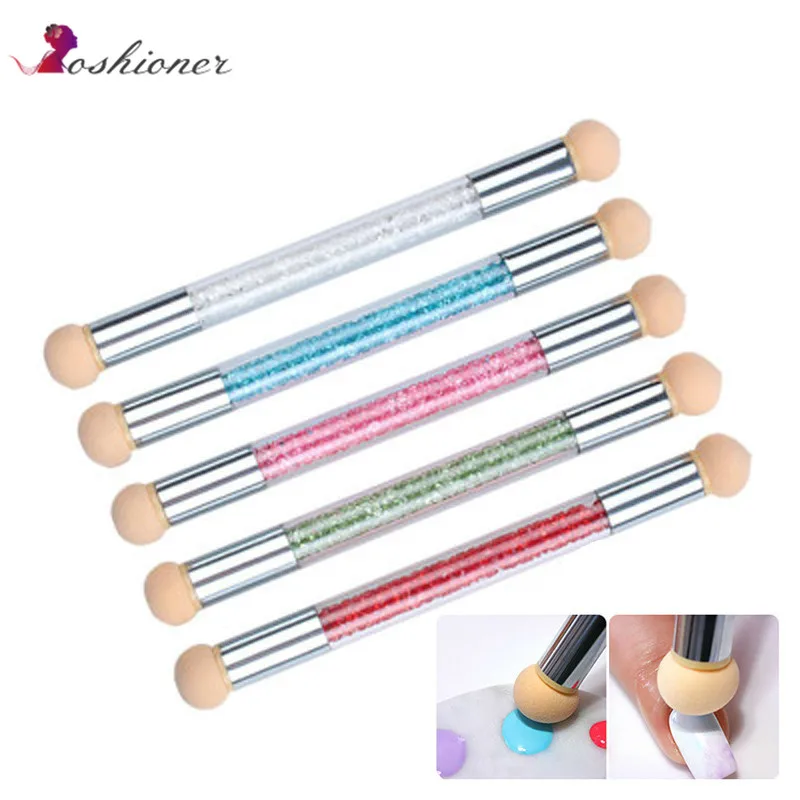 

1 PCS Glitter Powder Picking Dotting Gradient Pen Brush Handle Manicure Nail Art Tool Double Head Sponge Nail Art Tools