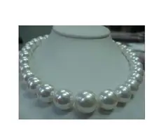 women wedding jewelry genuine gift 17INCH AAA+ NATURAL Round south sea 13-14mm white pearls Necklace