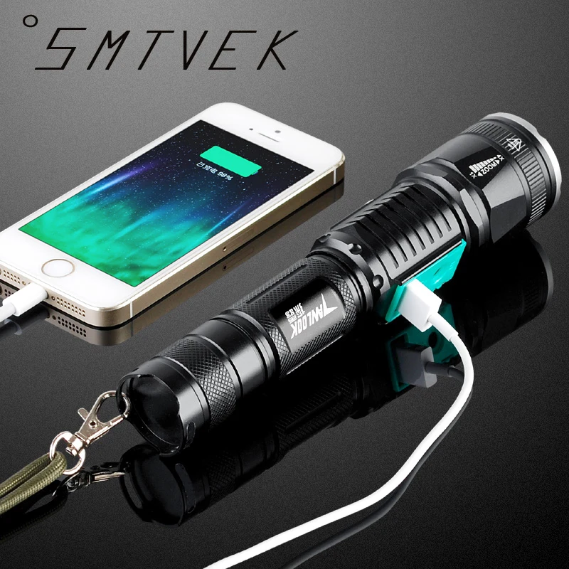 

New Portable Waterproof Usb Charge Powerful Led Flashlight Cree XML-T6 Long-range Rechargeable Light Riding Torch Tactical