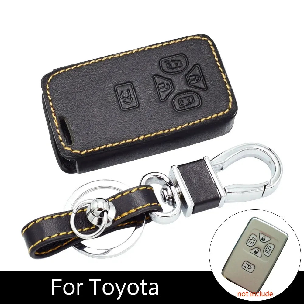

ATOBABI Genuine Leather Key Cover Fob Keychain Cases For Toyota Previa MPV 2006 2007 2014 Smart Fob Keys Leather Wallet Holder