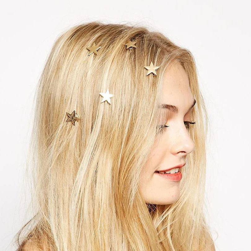 

New Fashion Gold Star Hairpin Women Girl Swirl Hair Pins Spring Hair Clip Accessories Jewelry Bijoux 3A068
