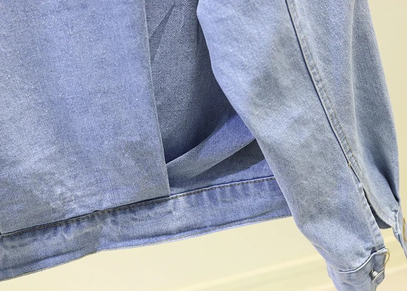 Весенне-осенняя Корейская Свободная джинсовая куртка для женщин, с тяжелыми бриллиантами, с буквенным принтом, потертая короткая