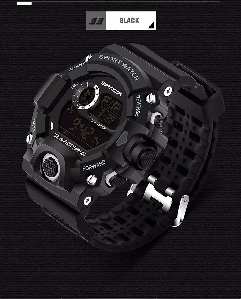 Сандалии часовой бренд Для мужчин Военные Спортивные часы Мода Силиконовые Водонепроницаемый светодиодный цифровые часы для Для мужчин