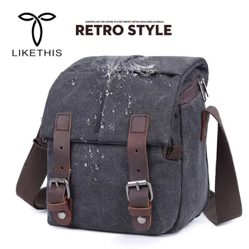 

Casual Waterproof Canvas Men Camera Shoulder Bag Vintage Retro Crossbody Sling SLR Photography Digital Camera Bag
