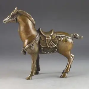 Китайская старая редкая медная старинная ручная статуя лошади украшение
