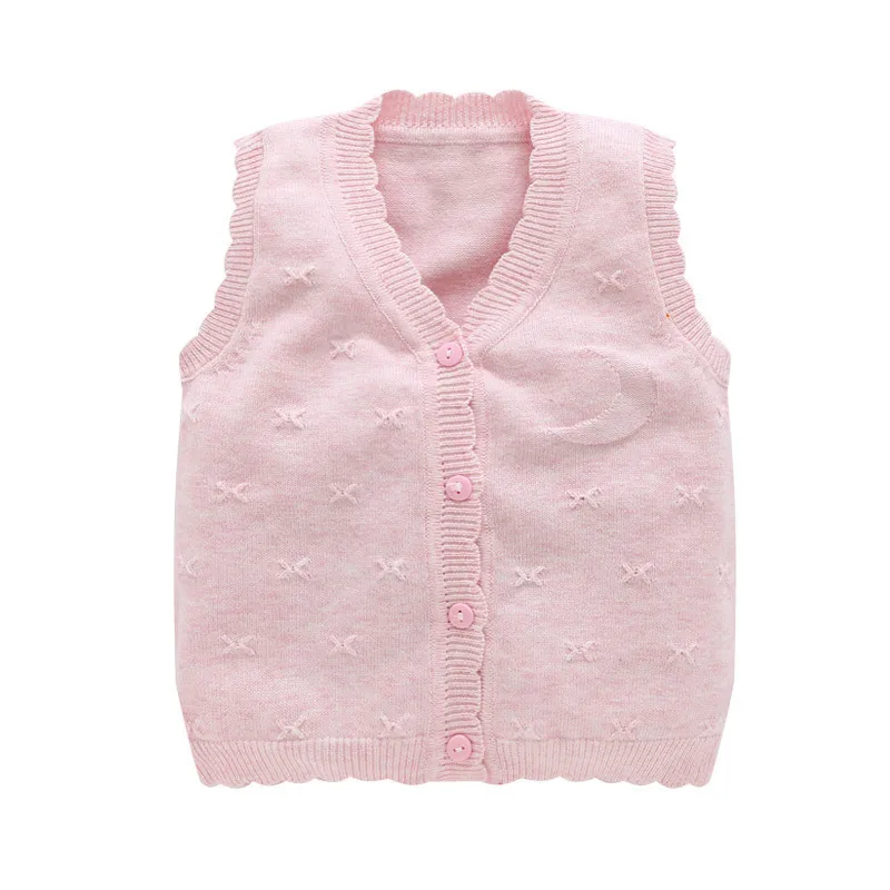 Ruffles Cotton Baby Sweater Vest Soft Knitted Toddler Sweater V-Neck Casual Sweater For Girls Boys Vest Baby Girls Clothing (2)