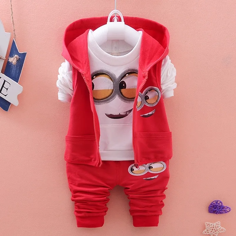 

Boys Clothes Set Cartoon Minions Boys Girls Hooded Jacket shirts Pants Suit Baby Kids Children Clothing Bebes Tracksuit