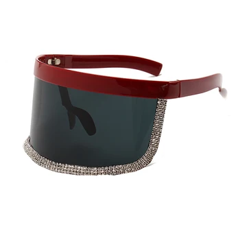 Vintage Extra Oversize Shield Visor Sunglasses Women Flat Top Mask Mirrored Shades Men Windproof Eyewear Gafas de sol 4