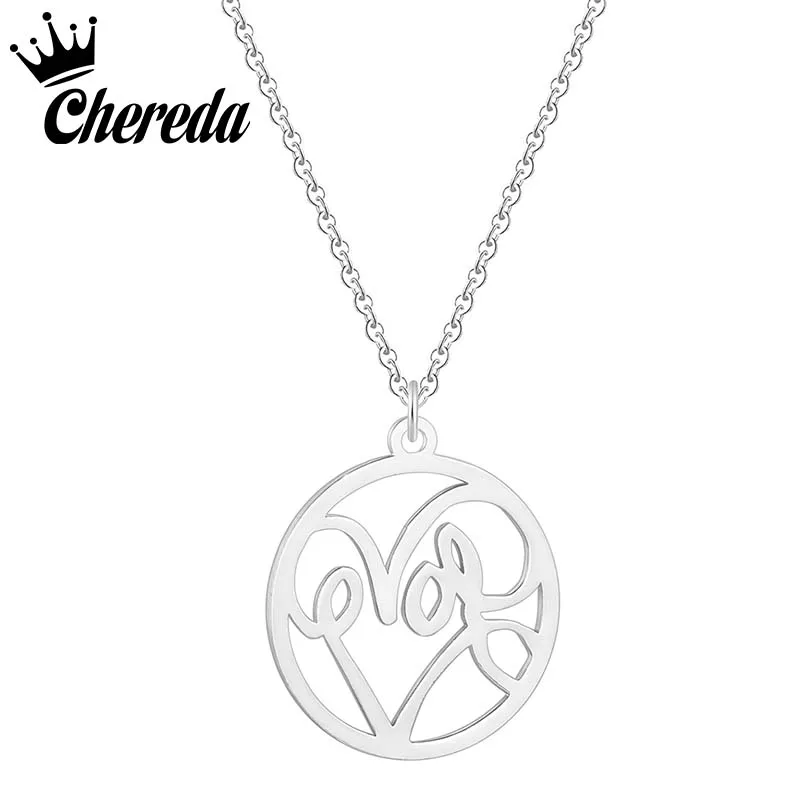 

Chereda Stainless Steel Hollow Round Shape Necklace 3Color Simple Design Pendant For Women Fashion Jewelry Fine Accessories