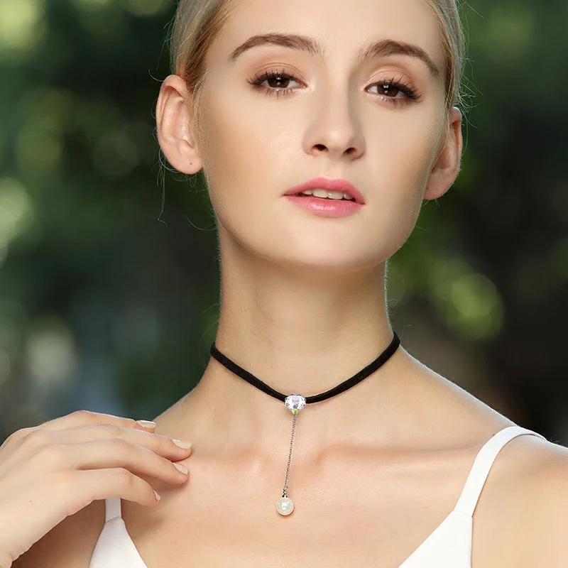 

Warme Farben Women Choker Necklaces White Pearl Crystal from Swarovski Necklace Zircon Necklaces Anniversary Jewelry For Lady