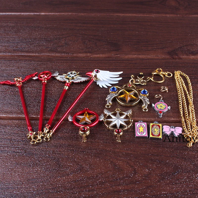

Cardcaptor Sakura Accessories Set Pendant Necklace Star Magic Wand Key Clow Card Card captor Sakura Figure Collection Dolls Gift