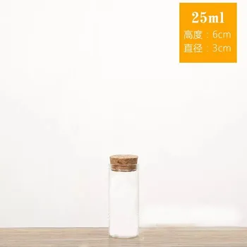 

100pcs/lot 30*60mm 25ml Wholesale Glass Bottle repeat Test Tube Vial Cork Stopper glass vial Jar with Corked Container Mini Pot