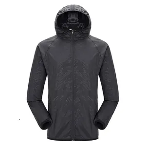 Быстрый сухой унисекс Ветрозащитный Пеший Туризм Куртка легкий Водонепроницаемый нейлон спортивные Солнцезащитная Топ костюм со шляпой - изображение