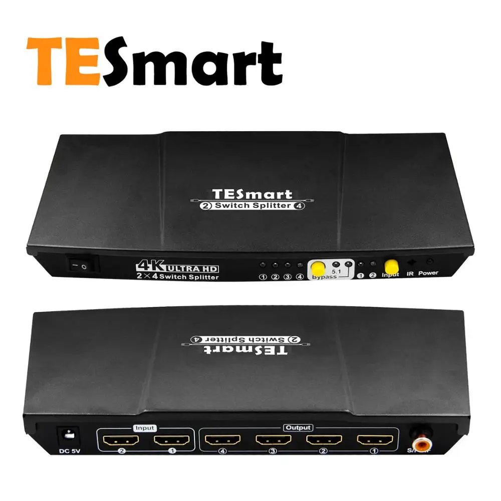 TESmartSwitch сплиттер, TESmart 2 в 4 из 4 K X 2 K hdmi-переключатель Splitter 2x4 HDMI селектор с извлечены s/PDIF аудио Выход