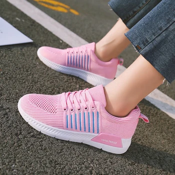 

Nice Summer Sneakers Women Fashion Breathable Mesh Women Casual Shoes Light Soft Flats Shoes Lace-Up Casual Women Shoes
