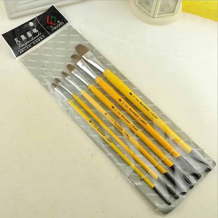 

6pcs/Set Van Gogh weasel hair brush gouache watercolor brush paiinting acrylics paints oil paint brush artists in paint brushes