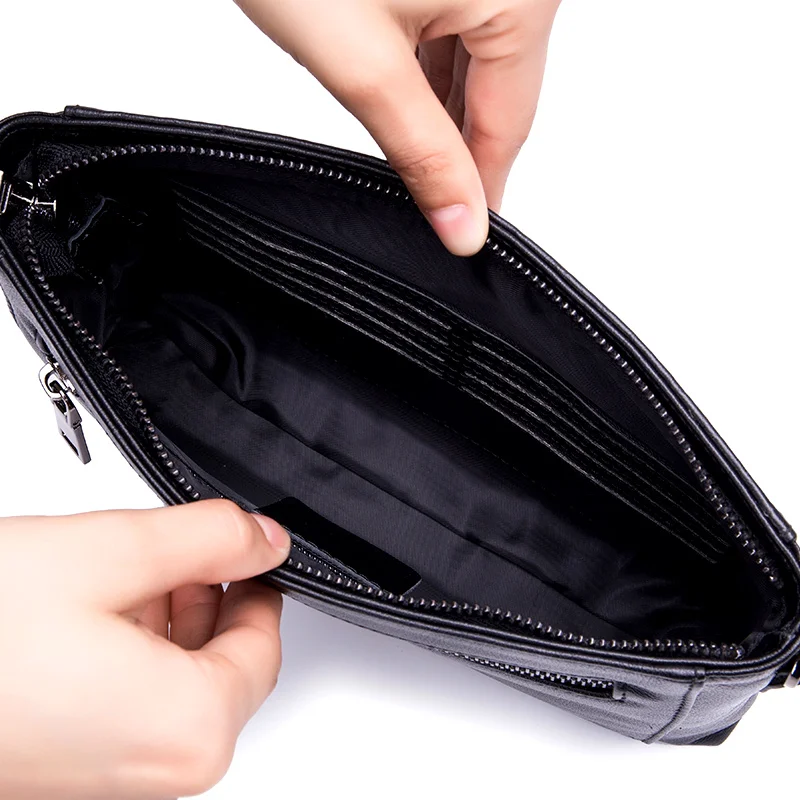 COMFORSKIN Premium Cowhide Leather Knitting Style Men's Day Clutches 2018 New Arrivals Alligator Large Capacity Messenger Bags