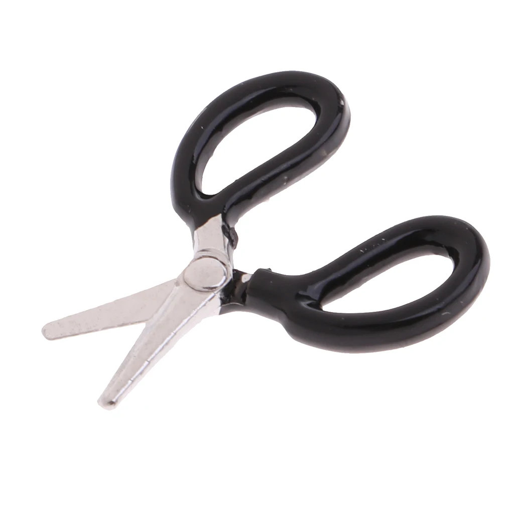 4 Set 1/12 Dollhouse Miniature Metal Black Scissors Room Life Scenes Decoration Accessories