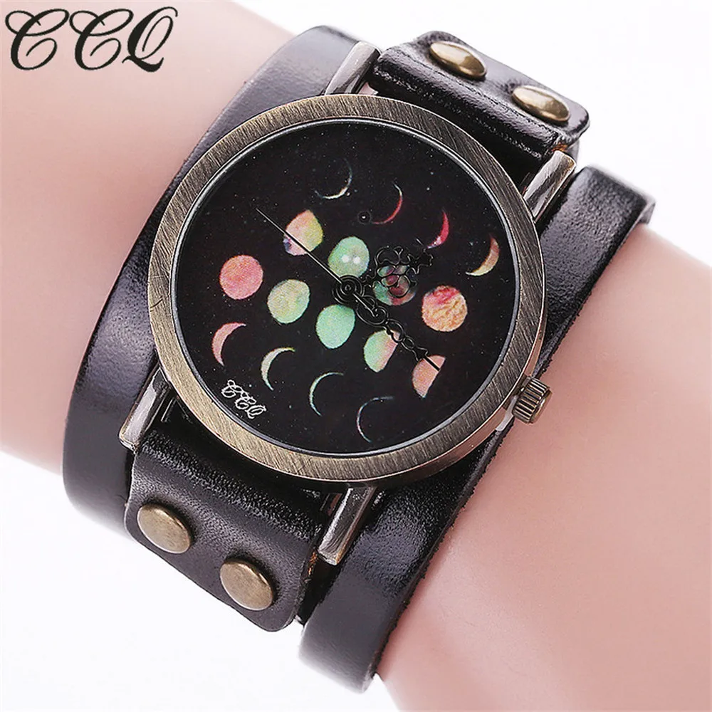 

CCQ Moon Eclipse Pattern Leisure Casual Analog Quartz Bracelet Watch reloj mujer derss relojes para mujer