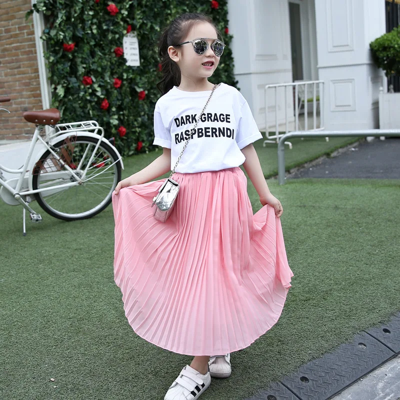Vestido de verano 2021 niñas, falda larga, ropa para niños, faldas plisadas informales rosas, vestido de 3 a 10 años|girls skirts|teenage girls skirtsskirt teenagers - AliExpress