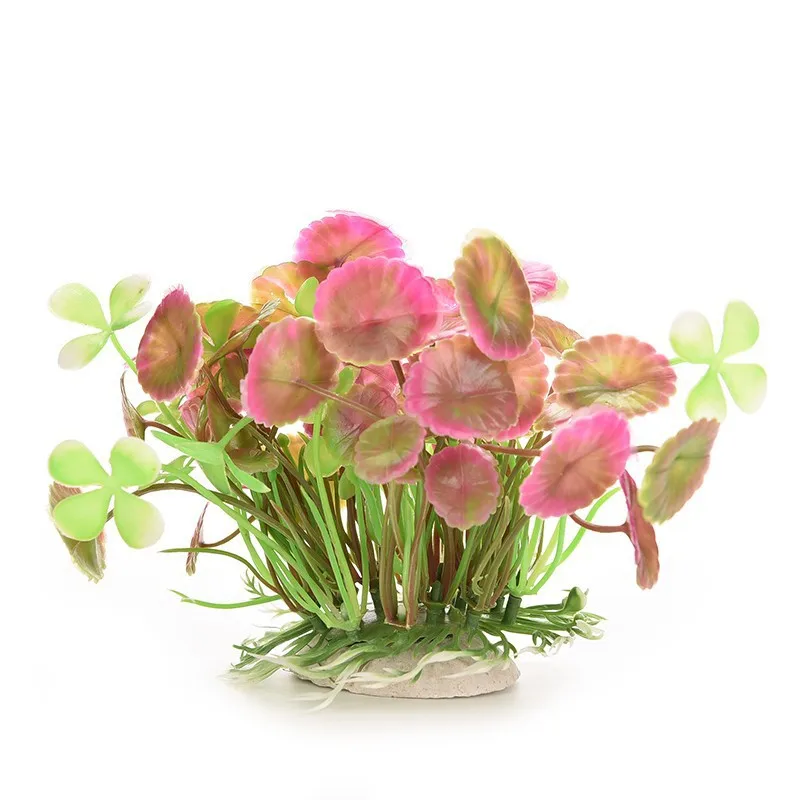 

Simulation Plastic Aquatic Fish Tank Turtle Landscaping Aquarium Decoration Fake grass Water Lotus plants JUN21