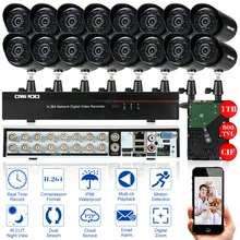 OWSOO 800TVL наружная камера безопасности Система Full CIF 16CH DVR рекордер с 1 ТБ HDD HDMI P2P CCTV DVR 16 IR CUT Набор камеры видеонаблюдения