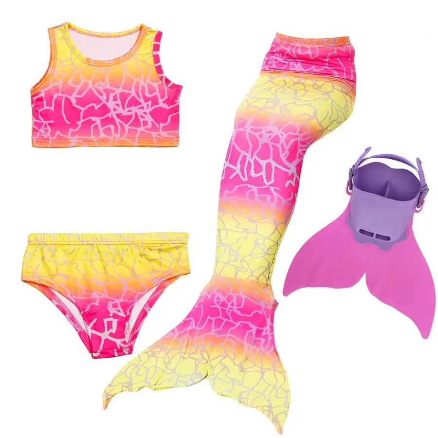 2018 Children Girls Mermaid Tail Costume Cosplay Kid Swimmable Mermaid Tails with Monofin Bikini Swimming Mermaid Swimsuit (6)