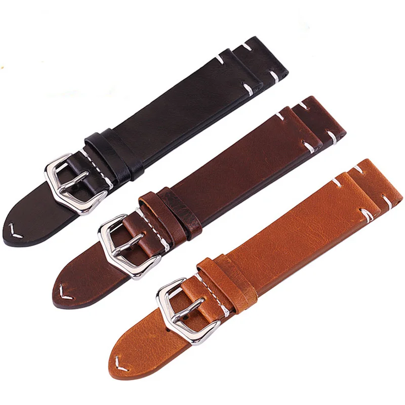 

18mm 20mm 22mm 24mm High-end Retro 100% Calf Leather Watch band Watch Strap with Genuine Leather Straps