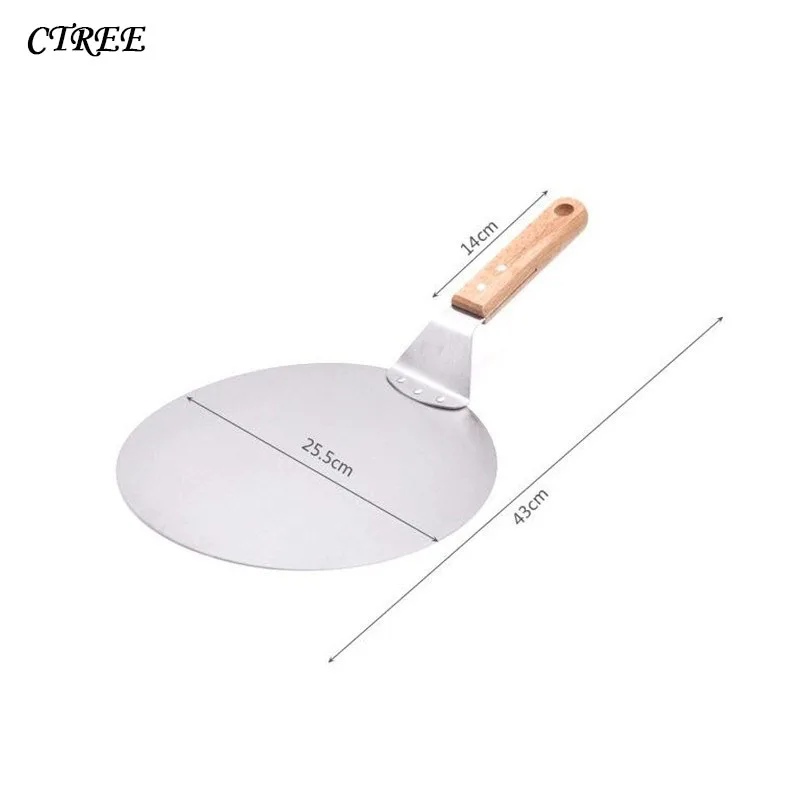 

CTREE 10inch Baking Tray Wooden Handle Stainless Steel Pastry Tools Pizza Shovel Transfer Cake Tray Moving Cookie Shovel C183