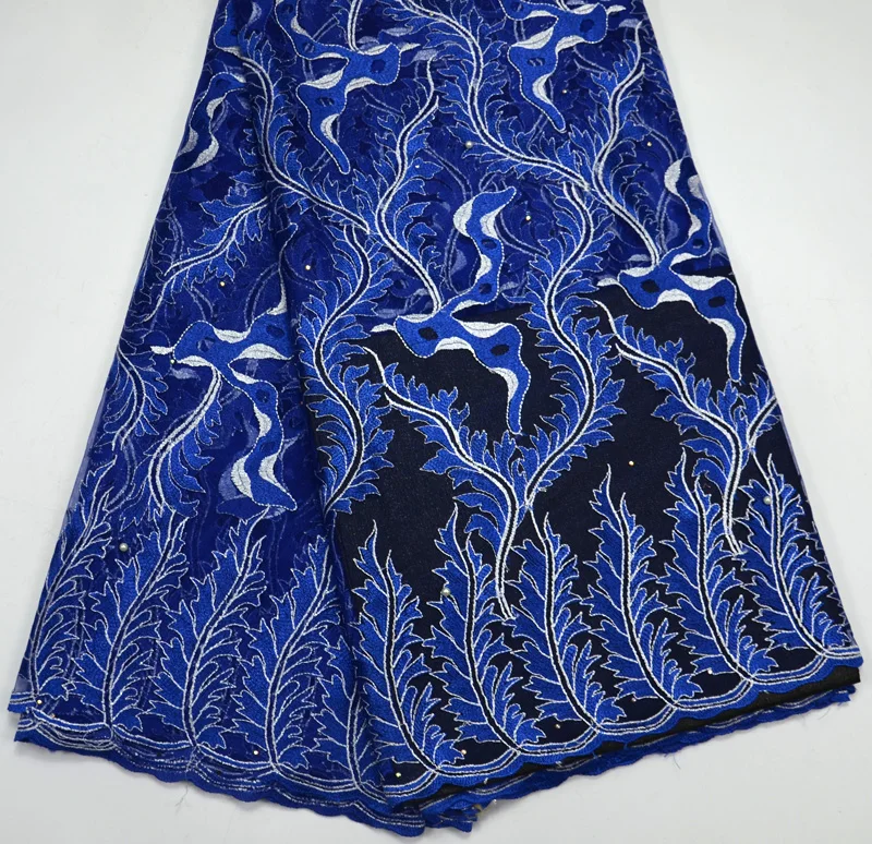 

Latest African Royal blue French tulle Lace Fabric High Quality African Tulle Lace Fabric For Wedding